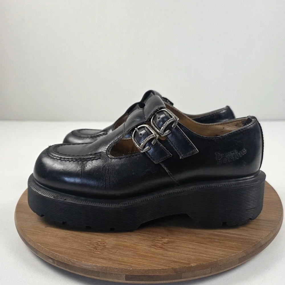 Vintage Dr. Martens 8305 Mary Jane Shoes Womens Sz 7 Black Platform Double Strap